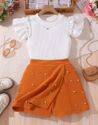 Ruffle Top & Pearl Skort Set – Front